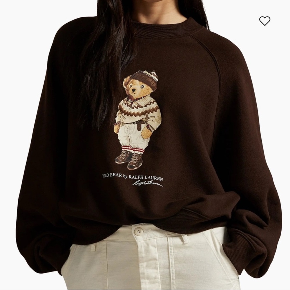 NWT Polo Ralph Lauren Bear Sweatshirt Circuit Chocolate Brown L - Picture 2 of 4